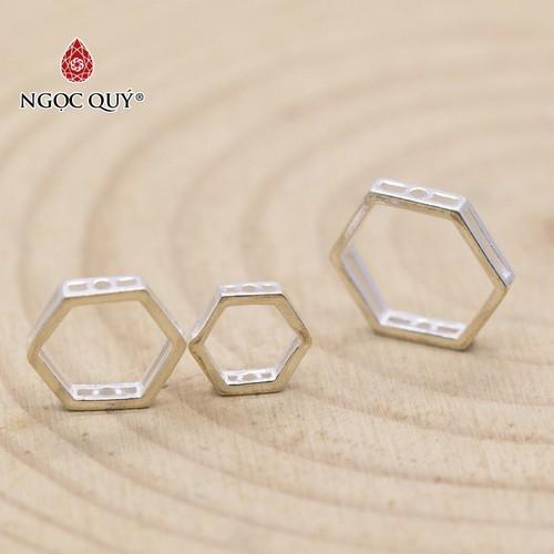 Lục giác bạc rỗng để lồng hạt vào giữa - Ngọc Qúy Gemstones