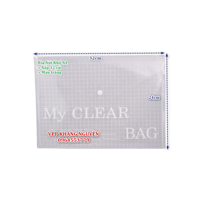 Bìa Nút My Clear Khổ A4/F4 - Xấp 12 Cái (Tùy Chọn Màu)