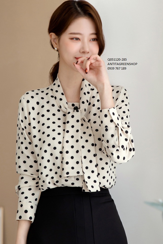 Q051120 áo sơ mi chấm bi
