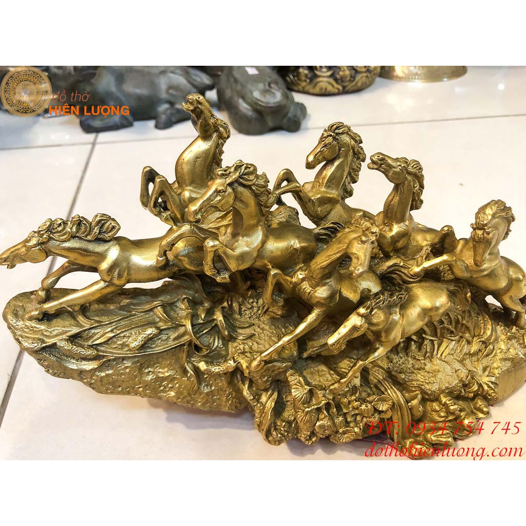 Tượng Bát Mã Phi Thiên Bằng Đồng Phong Thủy Dài 30cm, Cao 17cm Nặng 2kg - Mã Đáo Thành Công