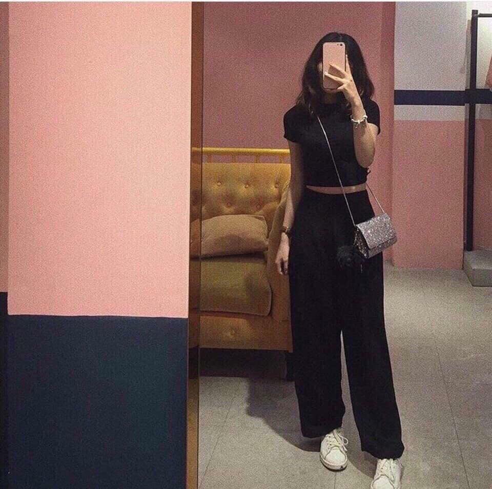 [HCM]QUẦN SUÔNG ĐEN ỐNG RỘNG