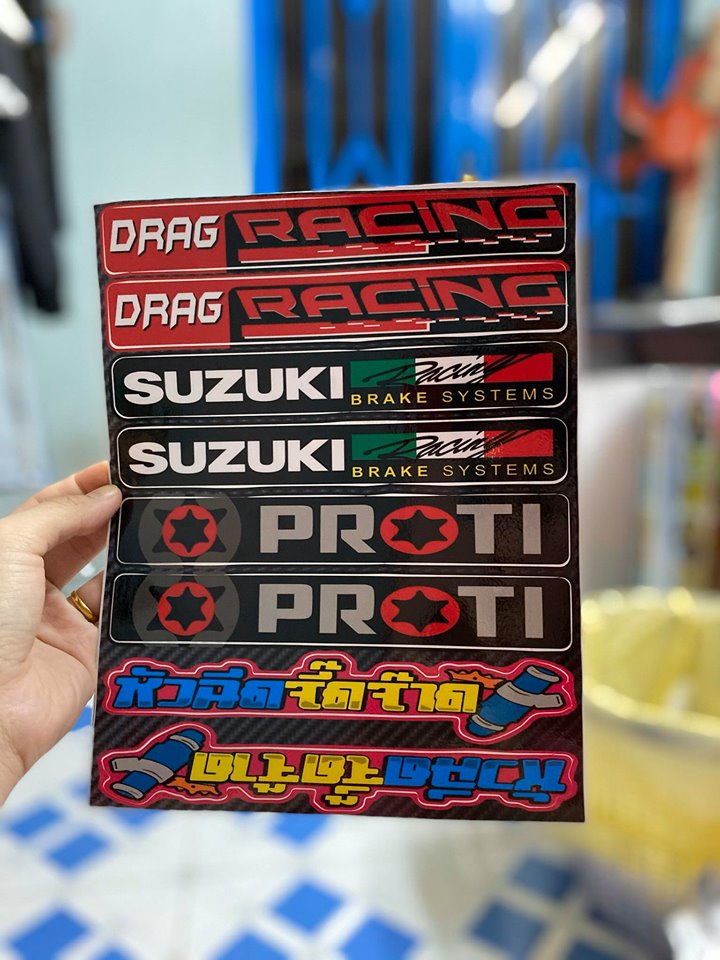 [HCM]TEM LOGO  DRAG RACING SUZUKI PROTI CHỮ THÁI