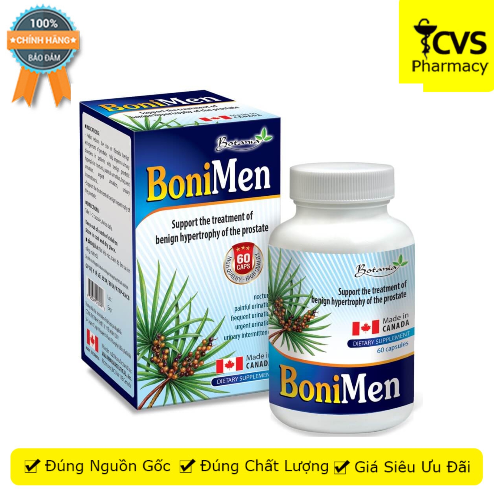 BoniMen - Giúp giảm tiểu đêm, tiểu buốt, tiểu rắt, tiểu nhiều lần - Hộp 30 viên - CVS Pharmacy