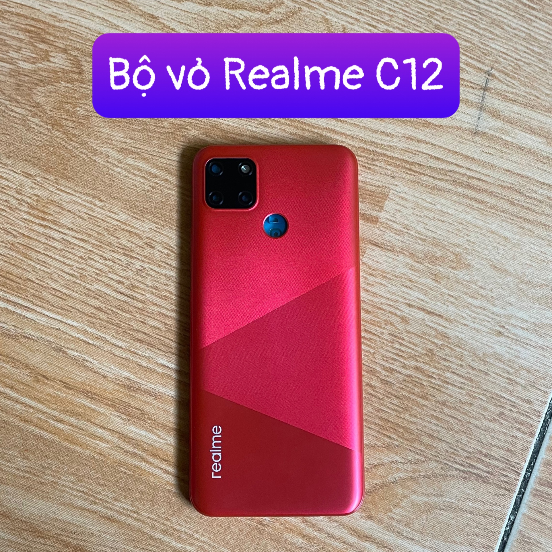 bộ xương vỏ Realme C12 ,kèm khay sim,phím,kính cam lắp sẵn