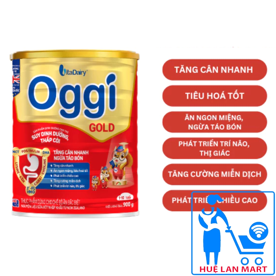 Sữa Bột VitaDairy Oggi Gold Hộp 900g (Sản phẩm dinh dưỡng cho trẻ SUY DINH DƯỠNG, THẤP CÒI, từ 1~10 tuổi)