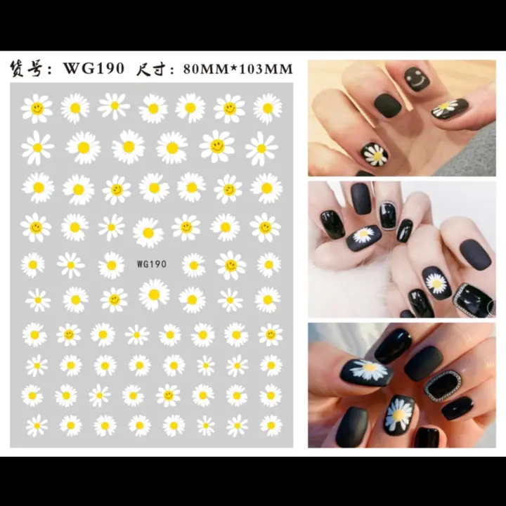 Sticker dán móng hoạ tiết hoa cúc hình dán móng hoạ tiết hoa cúc trang trí móng tay nail | Lazada.vn