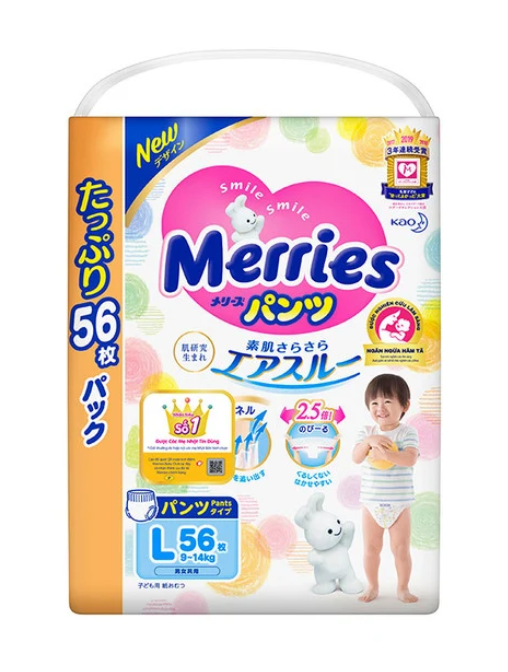 Tã/bỉm quần merries jumbo đủ size l56/xl50