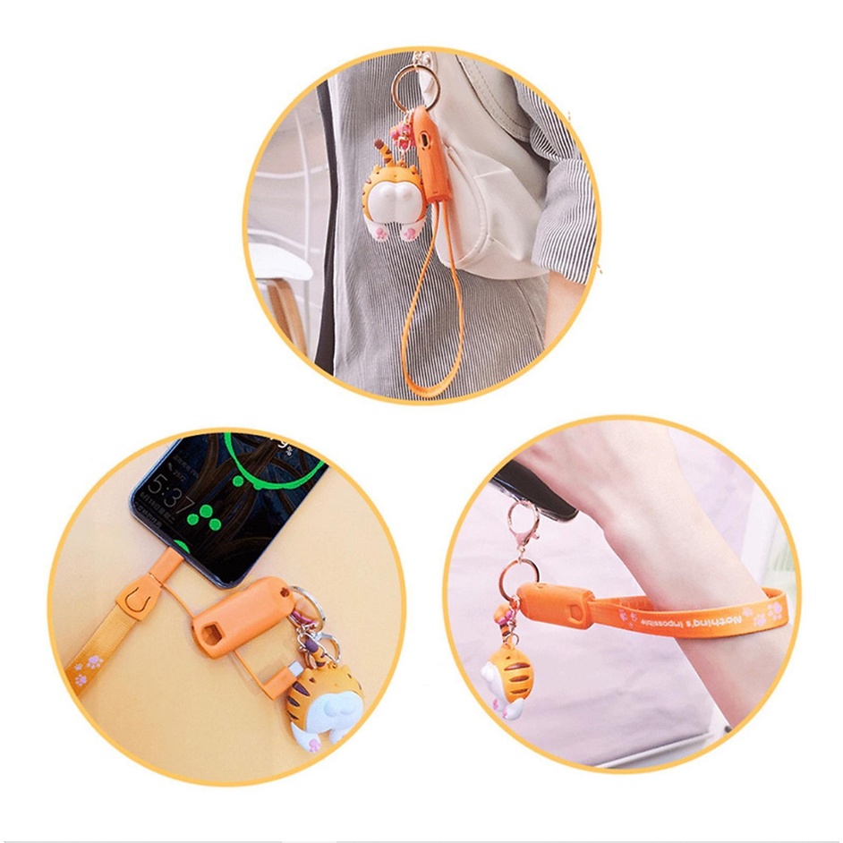 Cáp sạc hình mông mèo đa chức năng Baseus - Cáp sạc 3in1 Micro USB/Type C/Lightning