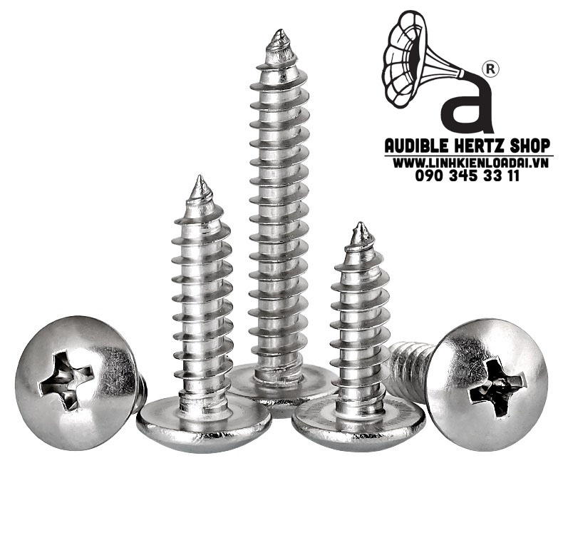 Vít gỗ đầu dù 4 cạnh Inox bắt loa M3, M4 (Combo 20 con)