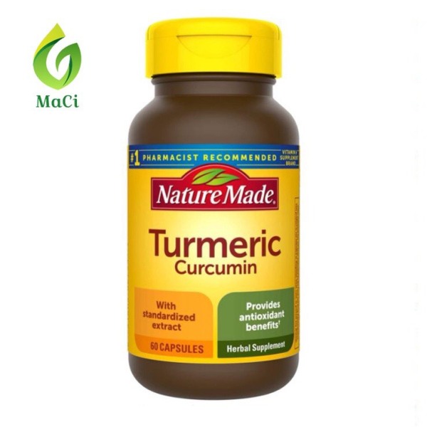Tinh Chất Nghệ - Nature Made - Turmeric Curcumin 500mg - Giải độc gan, Chống ung thư, Chống Oxy hóa - 60 viên cao cấp
