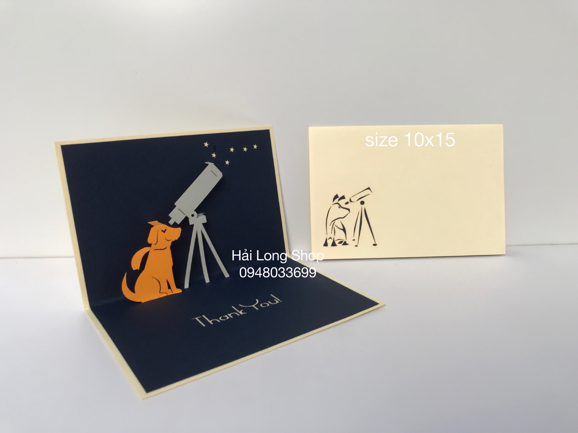 Con Chó 1 ( ngắm sao ) - Dog - Thank you - Thiệp 3D