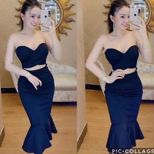 đầm body cúp ngực đắp chéo chân váy đuôi cá