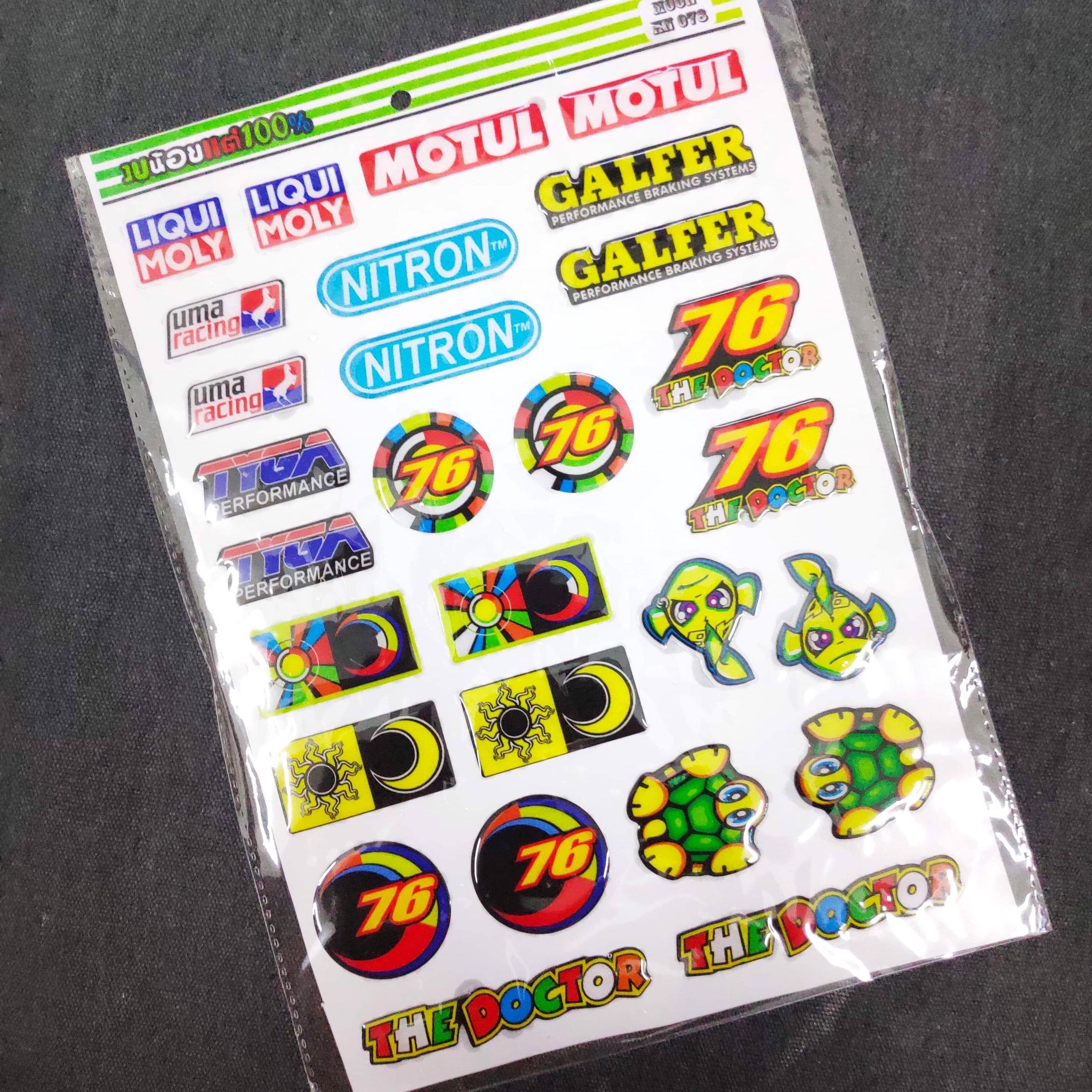 Bộ tem logo dán xe máy, tem hoạt hình phũ nhựa nhiều kiểu cá tính (mẫu 76)