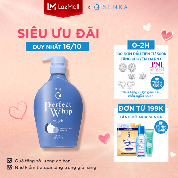 Sữa tắm dưỡng ẩm Senka Perfect Whip - Hương Hoa Hồng & Hoa Nhài 500ml