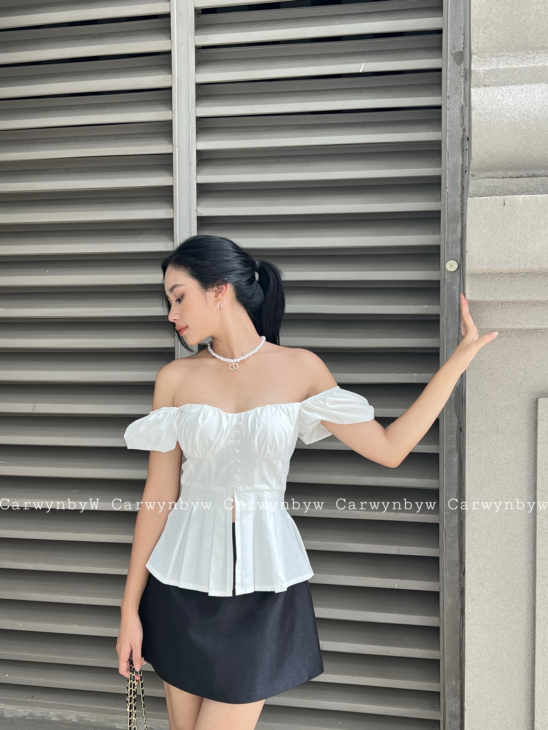 Áo Thiết Kế Peplum Xếp Ly Kèm Mút Ngực (Elly Top)