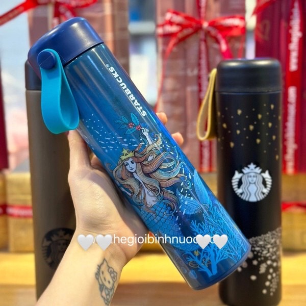 Bình Giữ Nhiệt Starbucks Gỗ, Hoa Và Chim 473ml B356