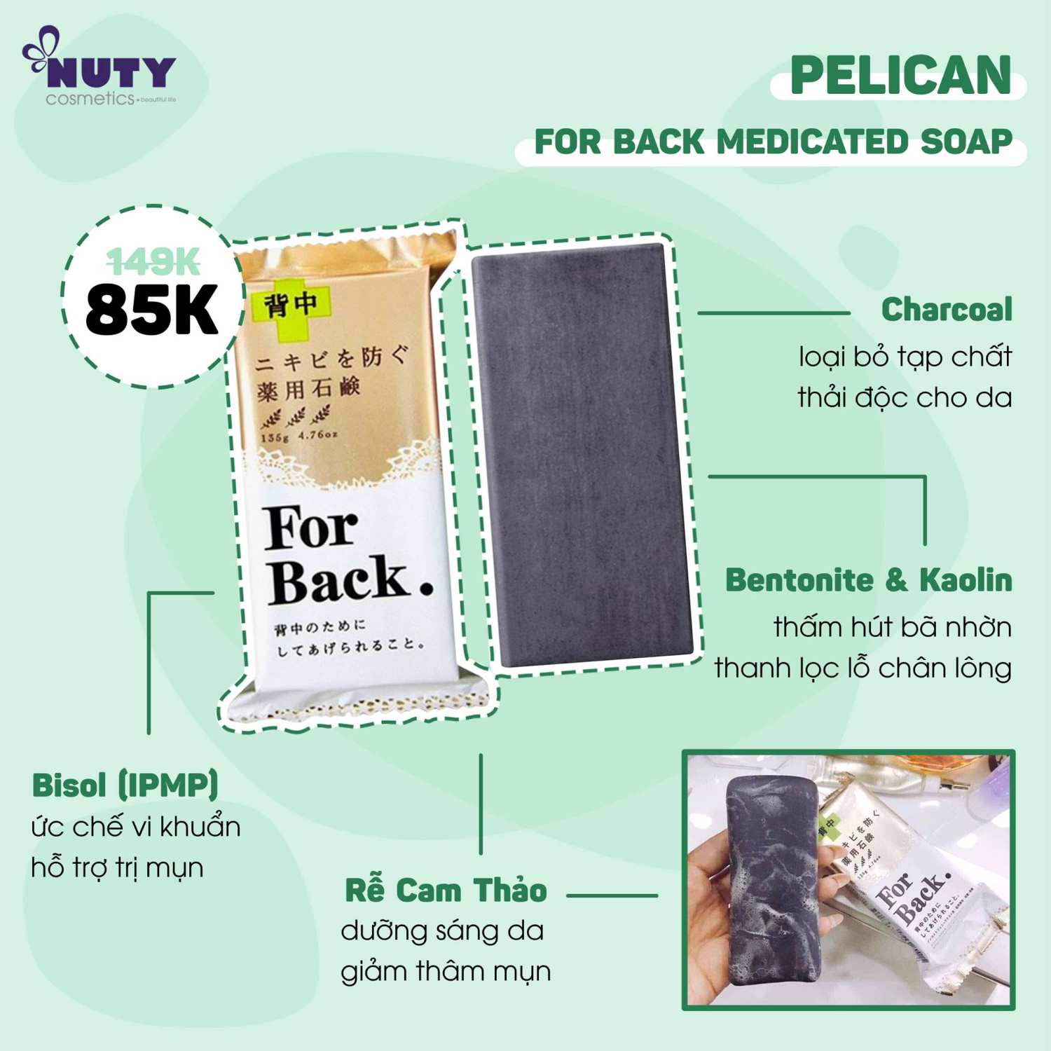 Xà Phòng Mụn Lưng Pelican For Back Medicated Soap (135g)