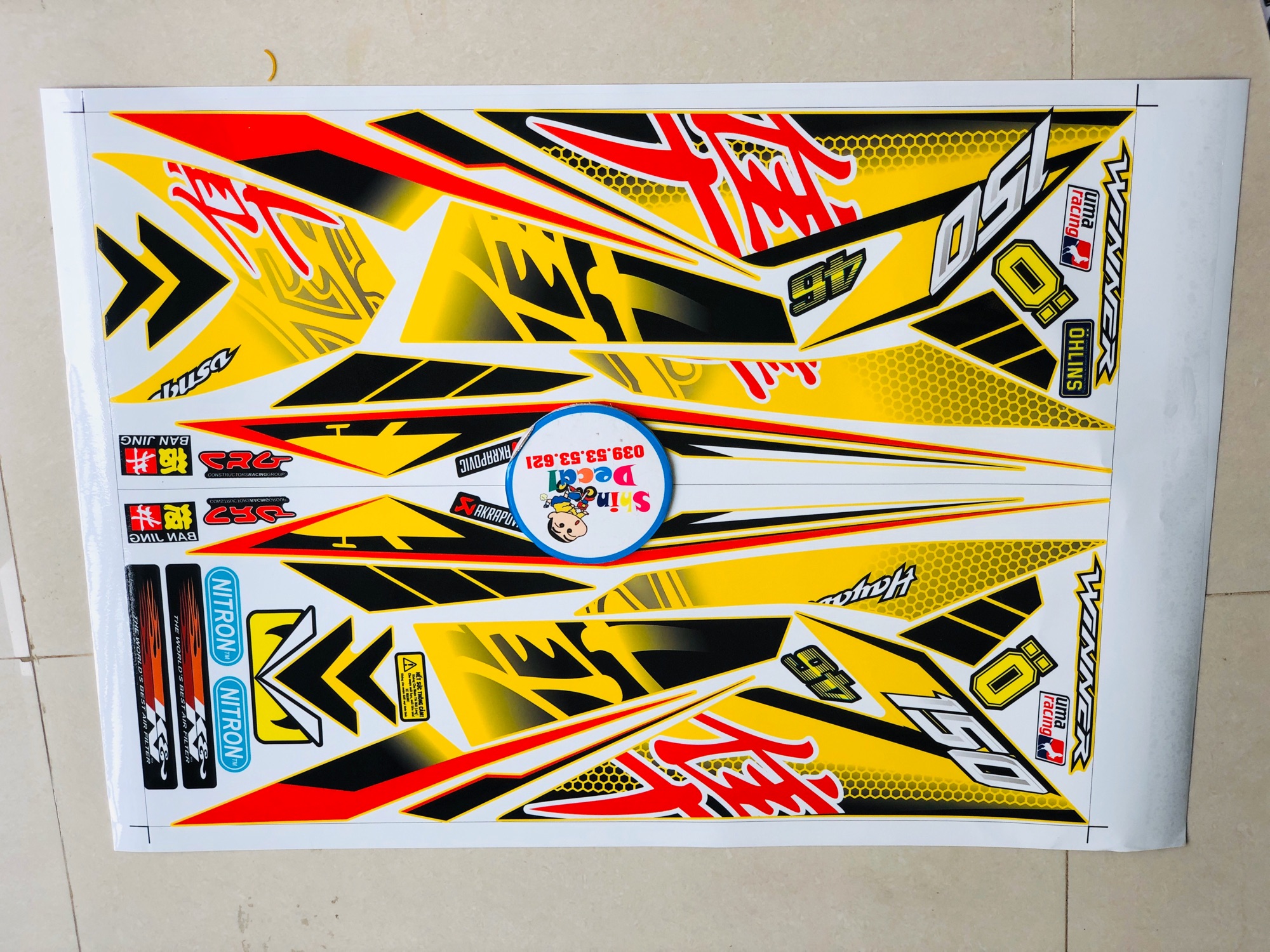 Tem rời dán xe winner hayabusa vàng đen