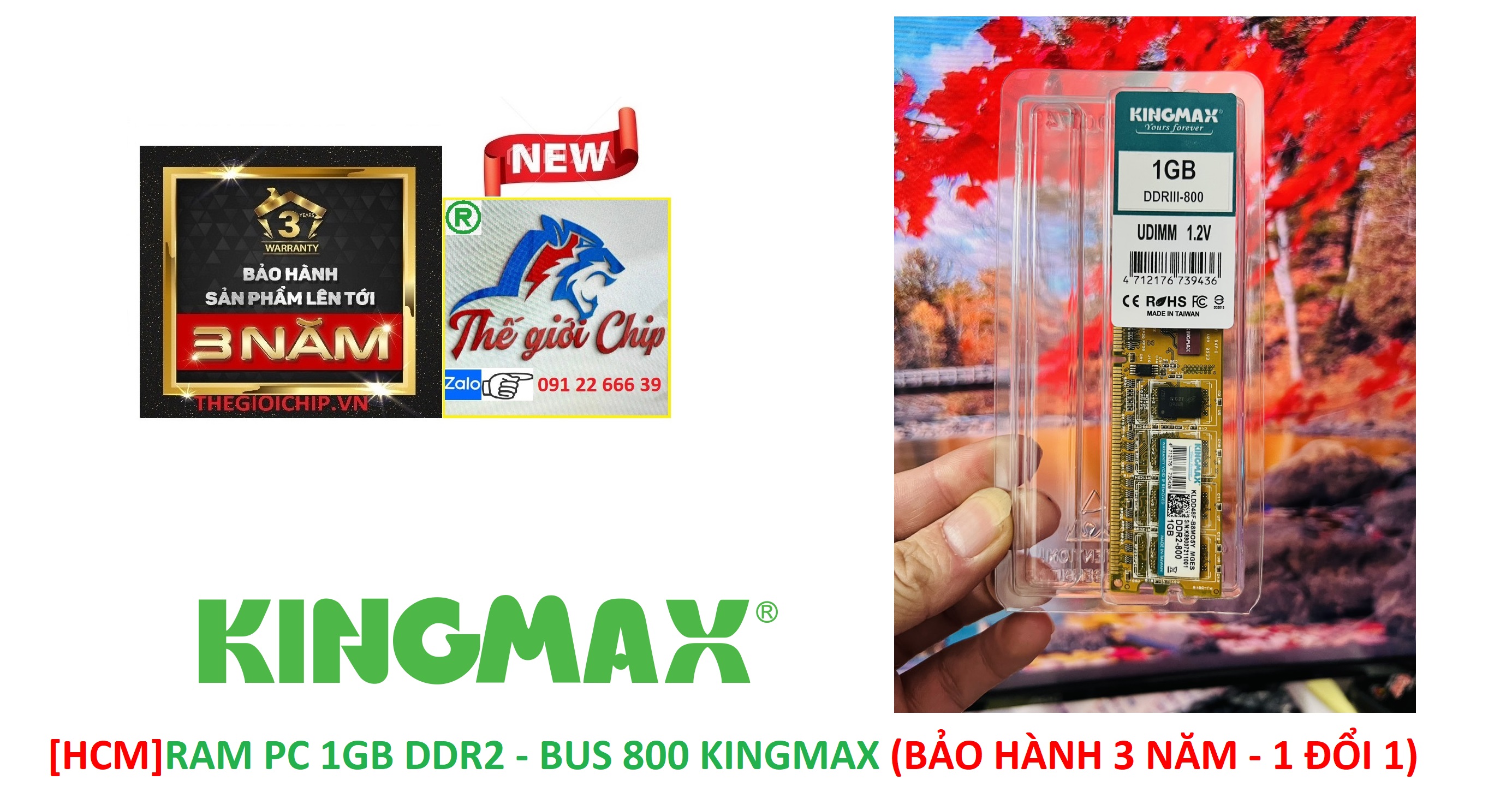 [HCM]RAM PC 1GB DDR2 - BUS 800 KINGMAX (BẢO HÀNH 3 NĂM - 1 ĐỔI 1)