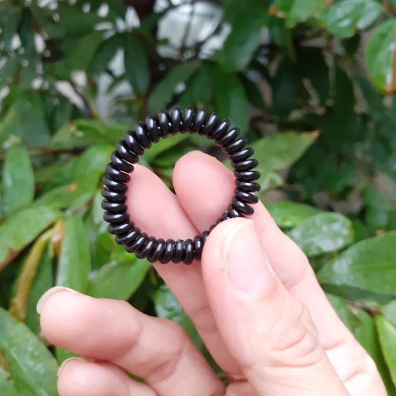 SET 5 cột tóc lò xo màu đen PHỤ KIỆN 68 (có thể làm vòng tay móc khóa)