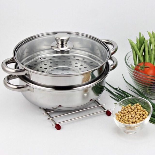 Nồi Hấp Inox 2 Tầng 28Cm