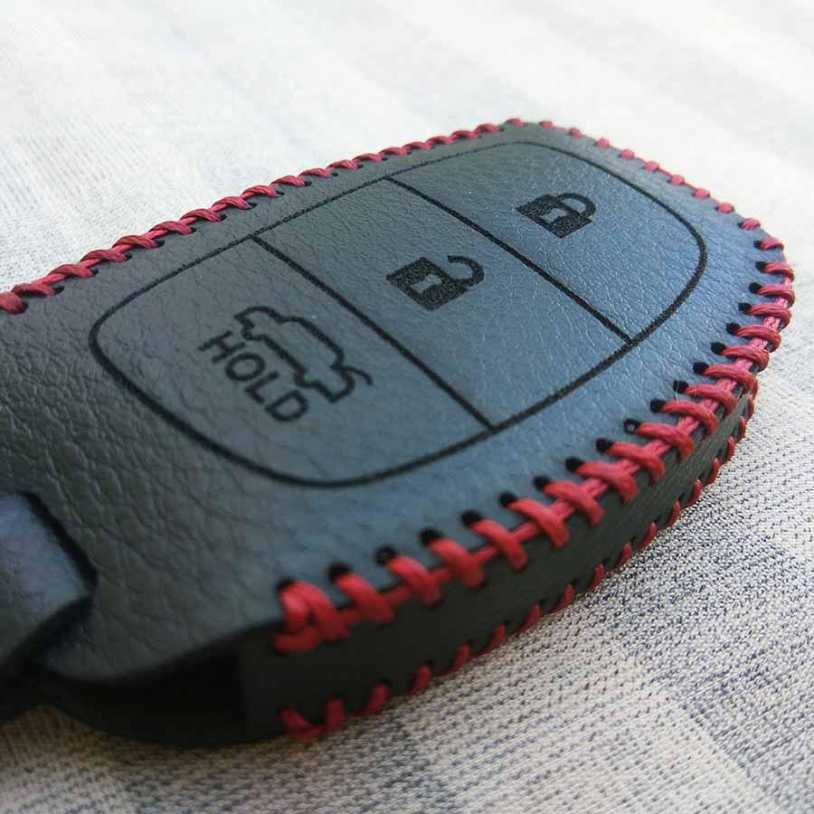 Bao da 3 nút chìa khóa smartkey xe hơi Hyundai (i10 - Tucson – Elantra) (Đen)