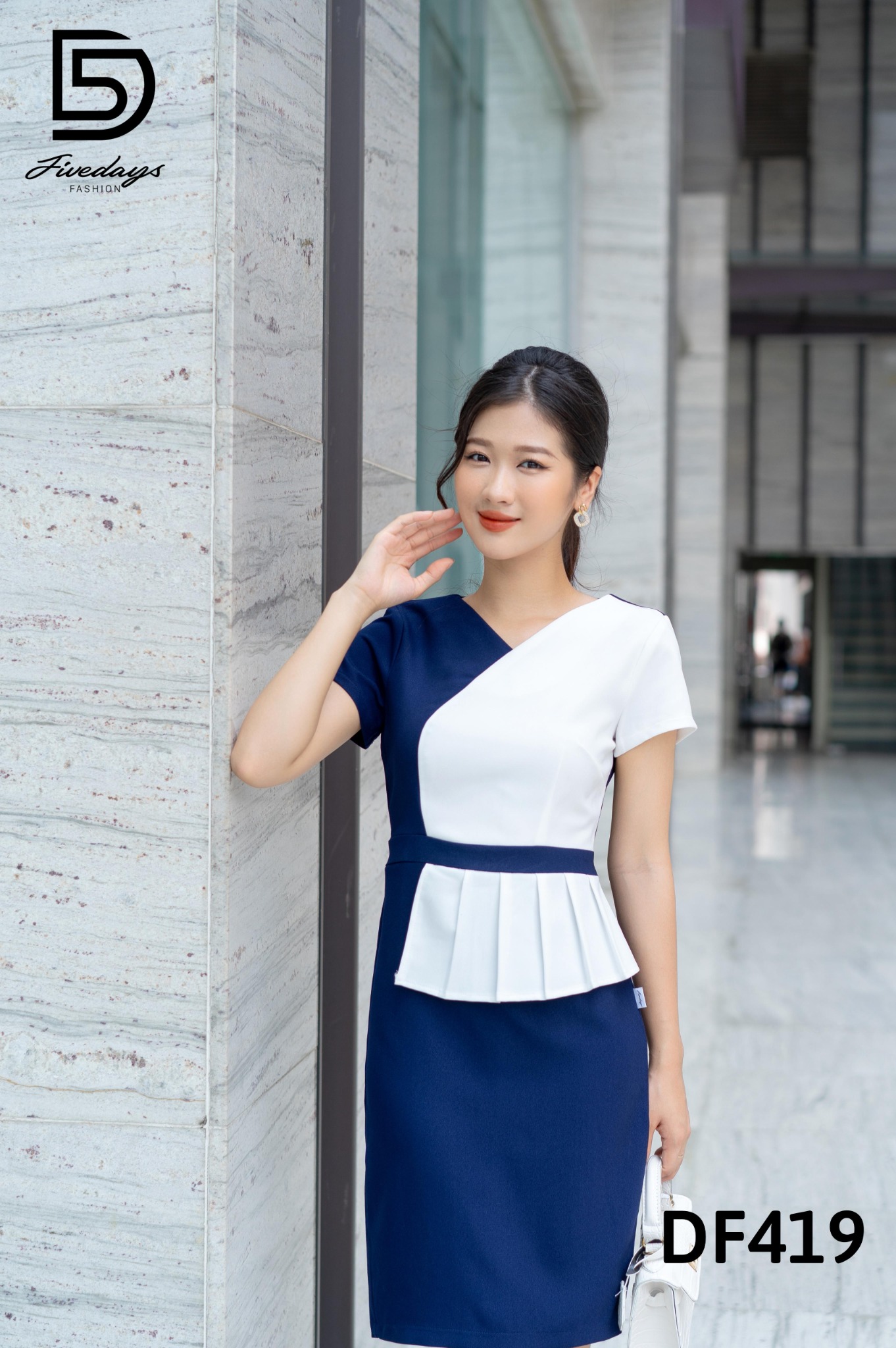 Fivedays - Đầm Peplum xếp ly