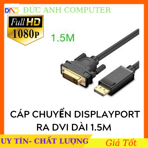 Cáp Displayport to DVI 1.8M | cáp chuyển đổi từ cổng Display Port ra cổng DVI(+) dùng cho laptop, máy tính, DP to Hdmi