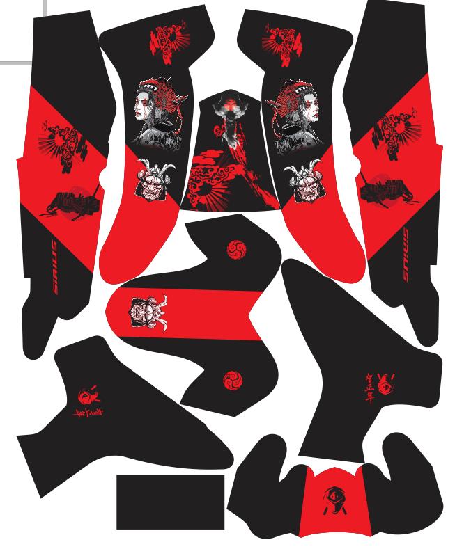 TEM TRÙM SIRIUS SAMURAI  ĐEN SIÊU ĐẸP HÓT NHẤT HIỆN NAY DÀNH CHO XE WAVE A màu đỏ đen