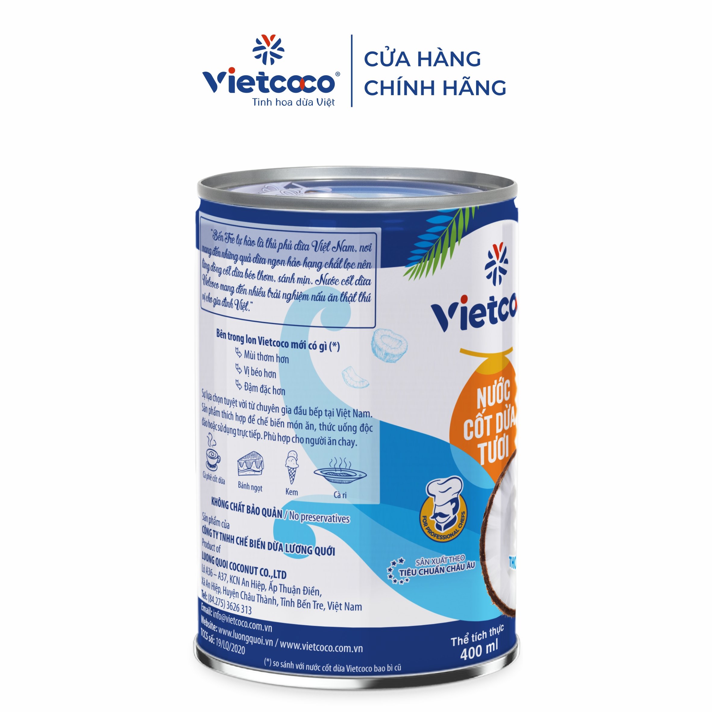 COMBO 2 Lon Nước cốt dừa tươi Vietcoco - Lon 400ml