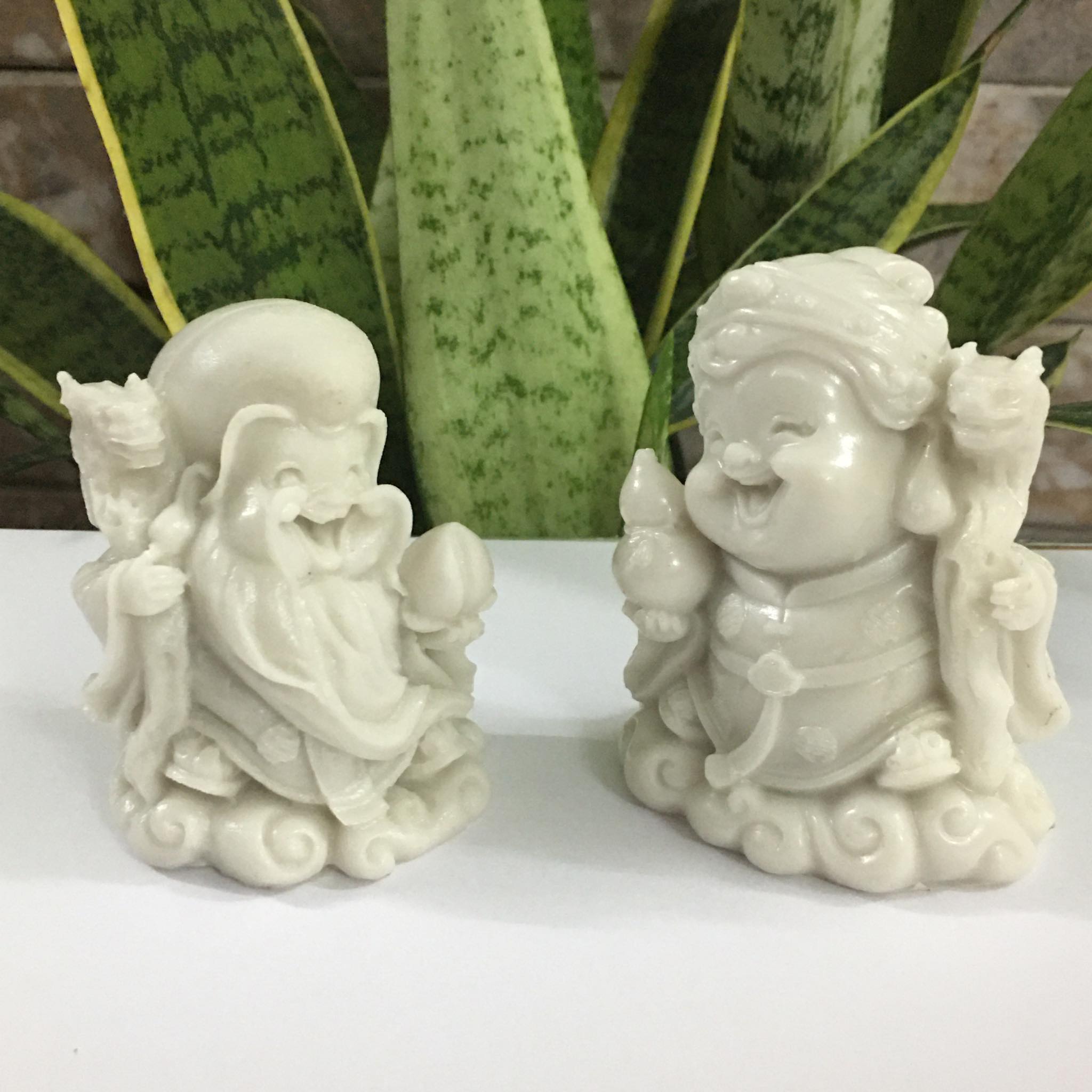 Bộ 2 tượng ông thọ - bà thọ màu trắng cao 8 cm