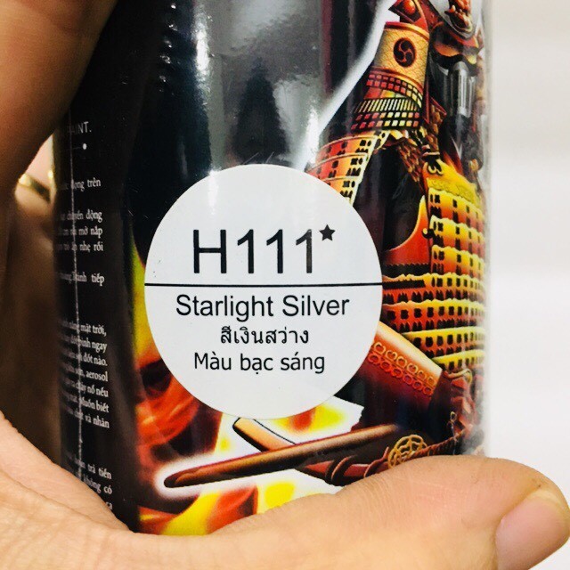 Chai sơn xịt, sơn xe Samurai H111 màu bạc sáng 400ml chính hãng - Nhập khẩu Malaysia