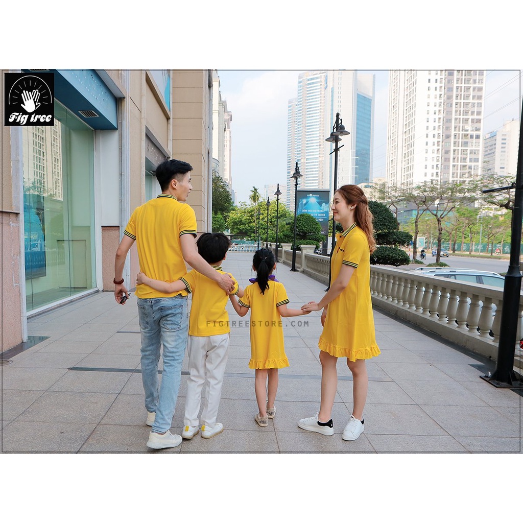 Combo đồ gia đình polo FIG TREE màu VÀNG ( hàng thiết kế đủ size + hình cận cảnh)