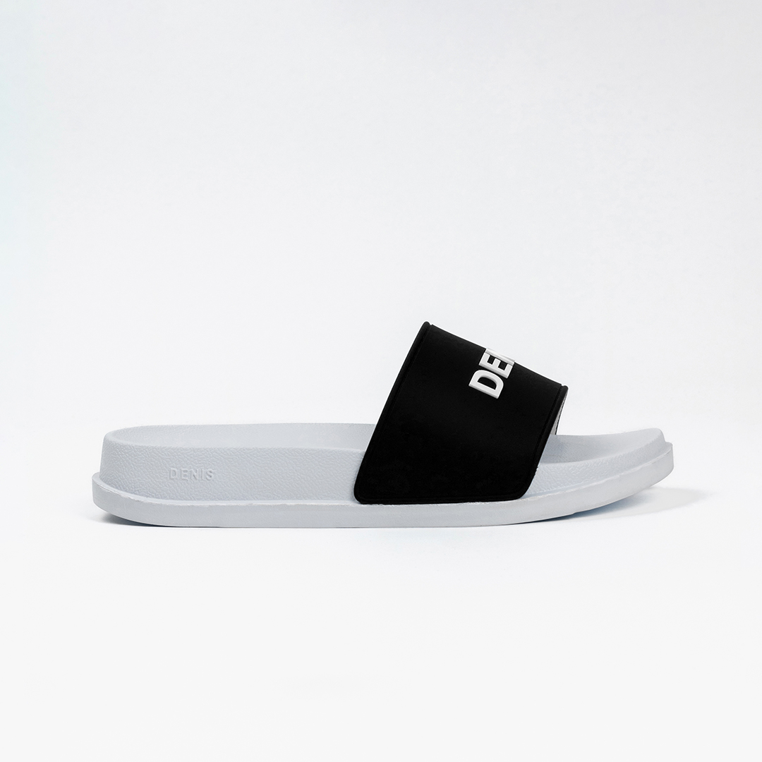 Dép quai ngang Denis Unisex Slipper Màu Đen phối Trắng Basic DN06