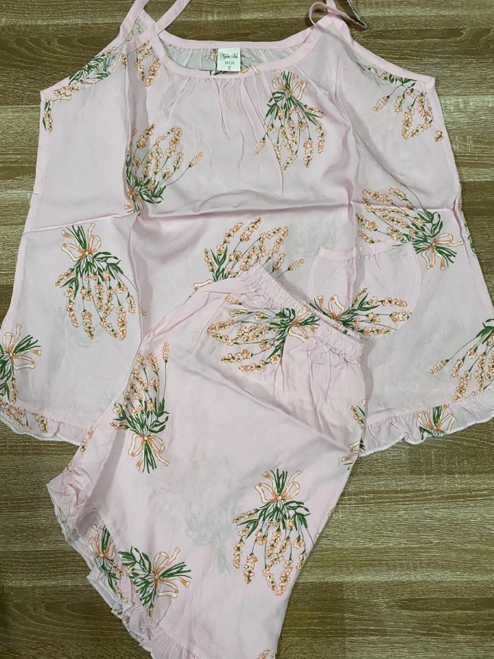 Đồ bộ tole lanh quần đùi áo 2 dây
