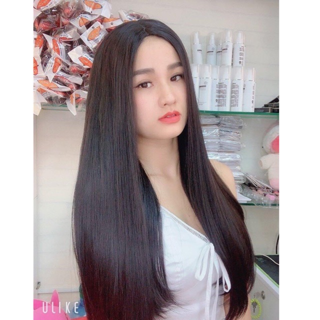 Tóc giả nữ đẹp 😻FREESHIP😻-Tóc giả nguyên đầu thẳng hai mái, 2061