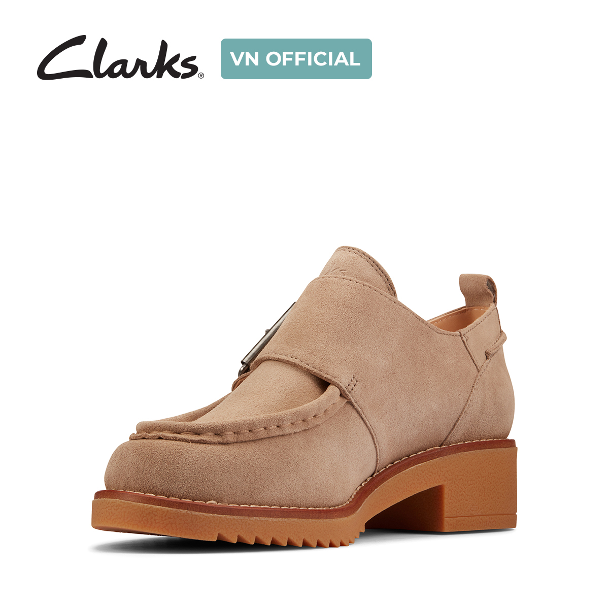 Giày Cao Gót 4cm Da Lộn Nữ Clarks - Eden Mid Monk