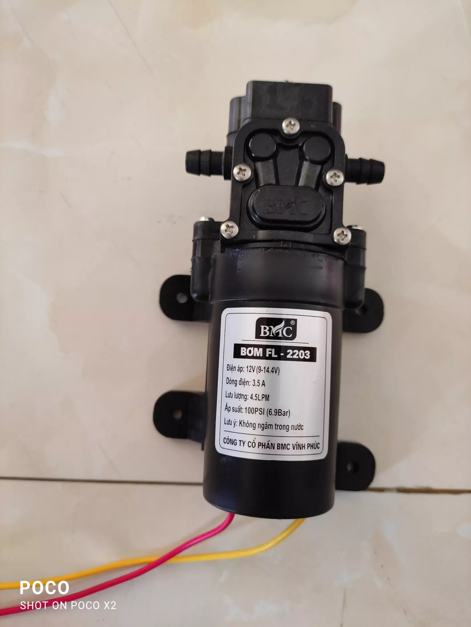 Máy bơm nước mini 12v BMC áp lực cao, bơm tăng áp mini 12v
