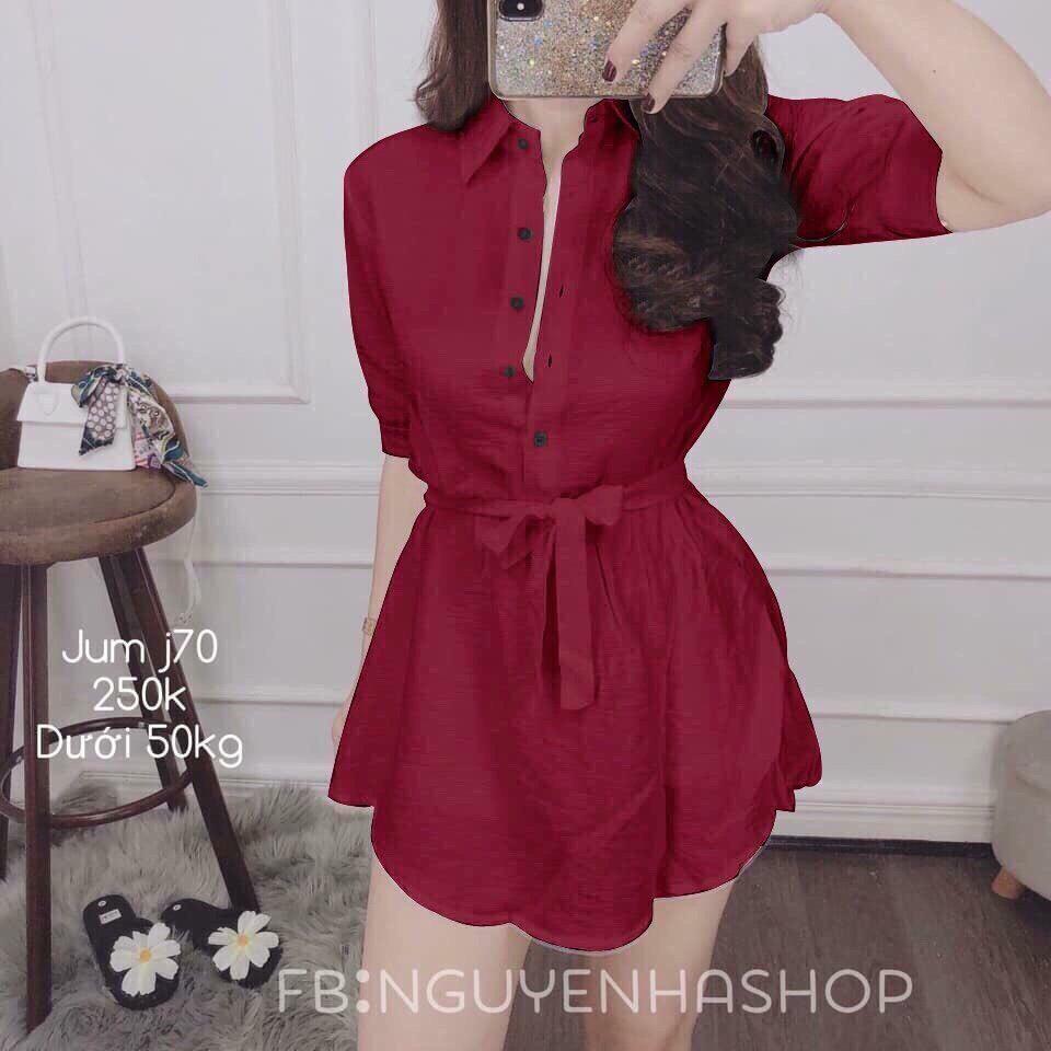[HCM]Sơ Mi Cài Nút ( kèm dây cọt eo)
