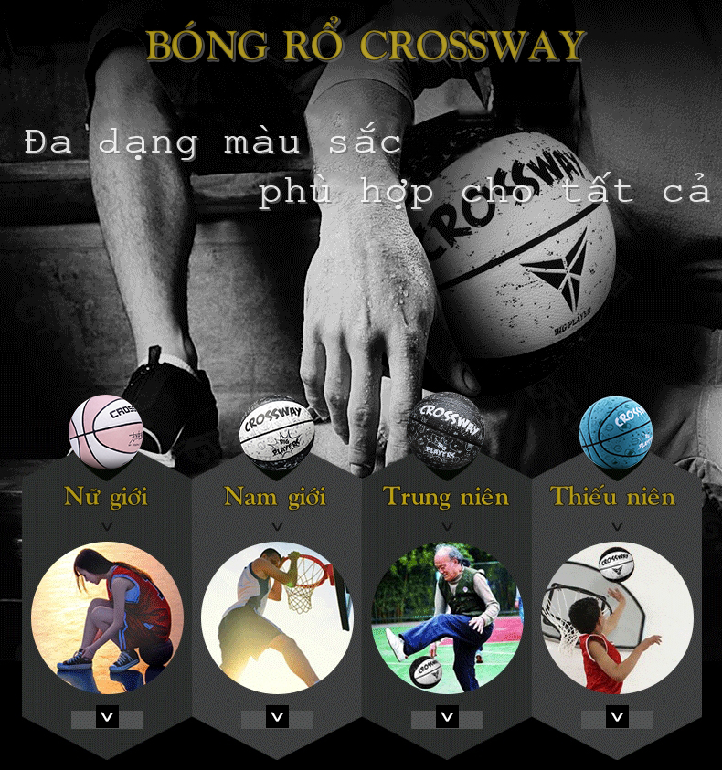 Quả Bóng Rổ Da Chính Hãng CROSSWAY Banh Bóng Rổ Số 5 6 7 Tiêu Chuẩn Thi ...