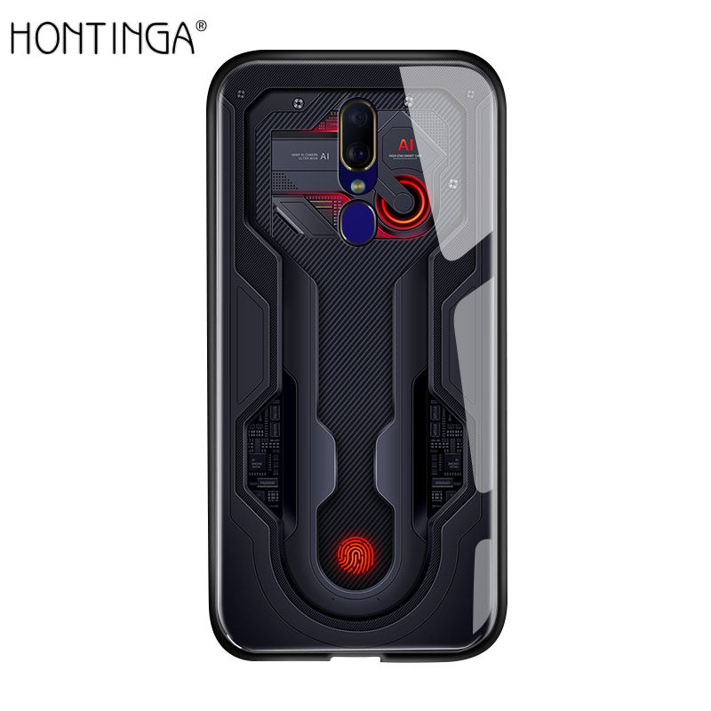 Hontinga For OPPO F11 Case, Circuit Board Explorer Theme Version Tempered Glass Phone Case Back Cover Casing Shell