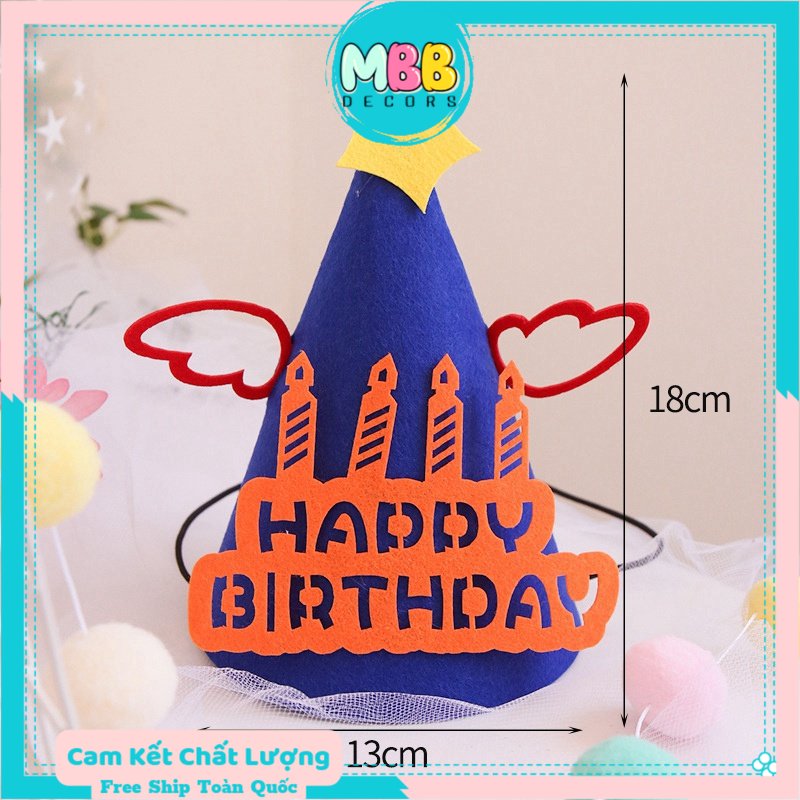 Mũ sinh nhật - Nón sinh nhật Happy Birthday có cánh tiên dùng trong tiệc sinh nhật cho mọi lứa tuổi