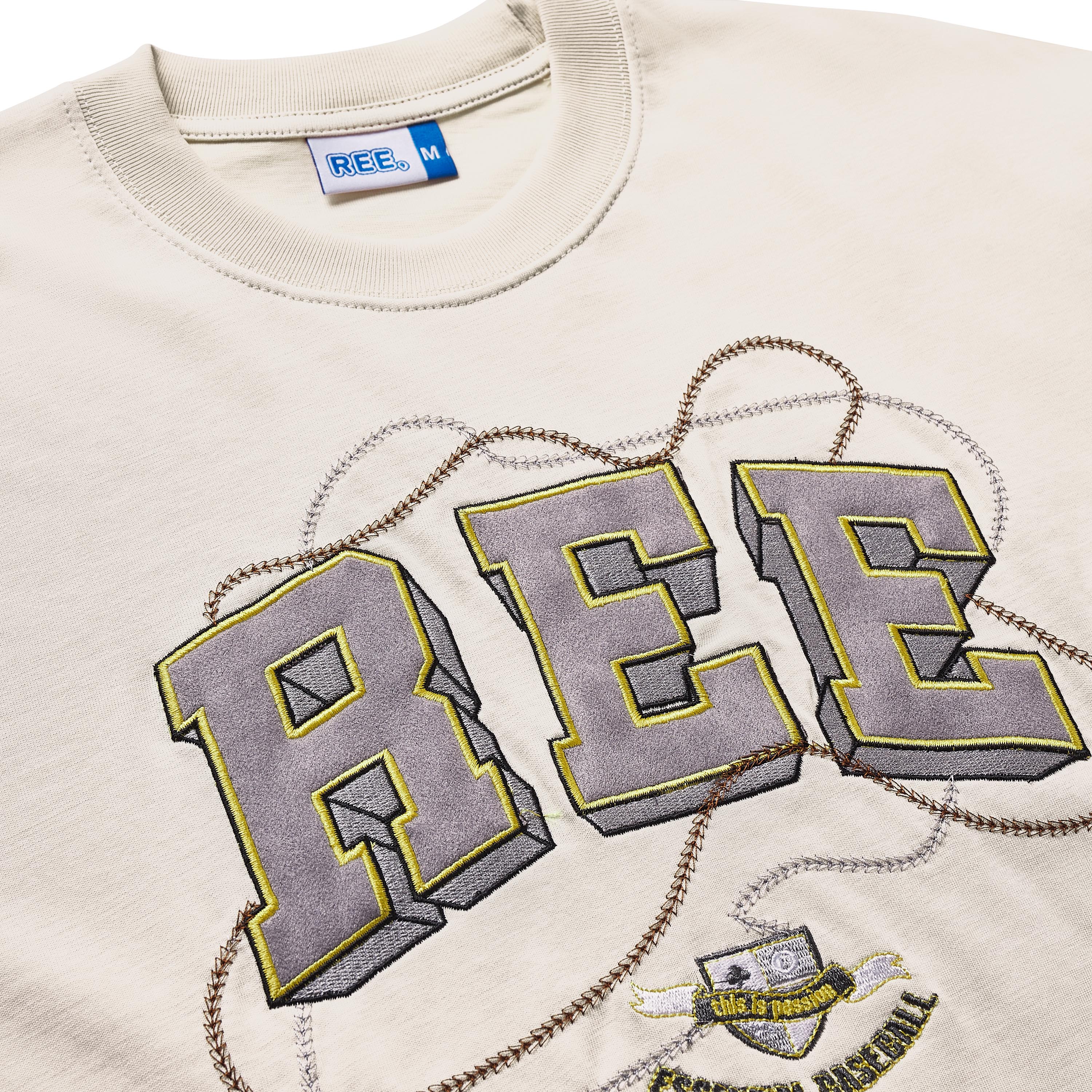 LOCAL BRAND REE - ÁO THUN EMBROIDERED BASIC MÀU KEM - THÊU DA