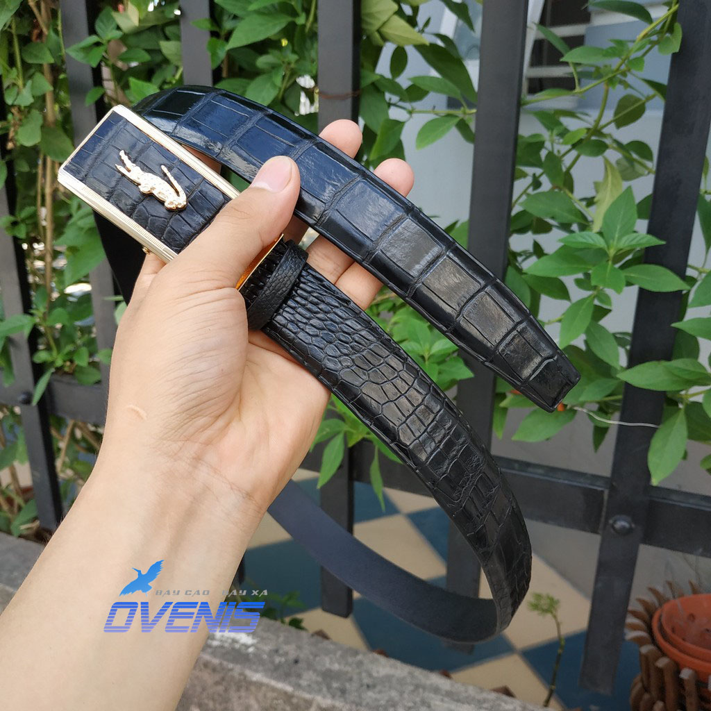 [FREE SHIP] Thắt Lưng Da Bụng Cá Sấu Nâu Đỏ [LIỀN NGUYÊN TẤM CAO CẤP]