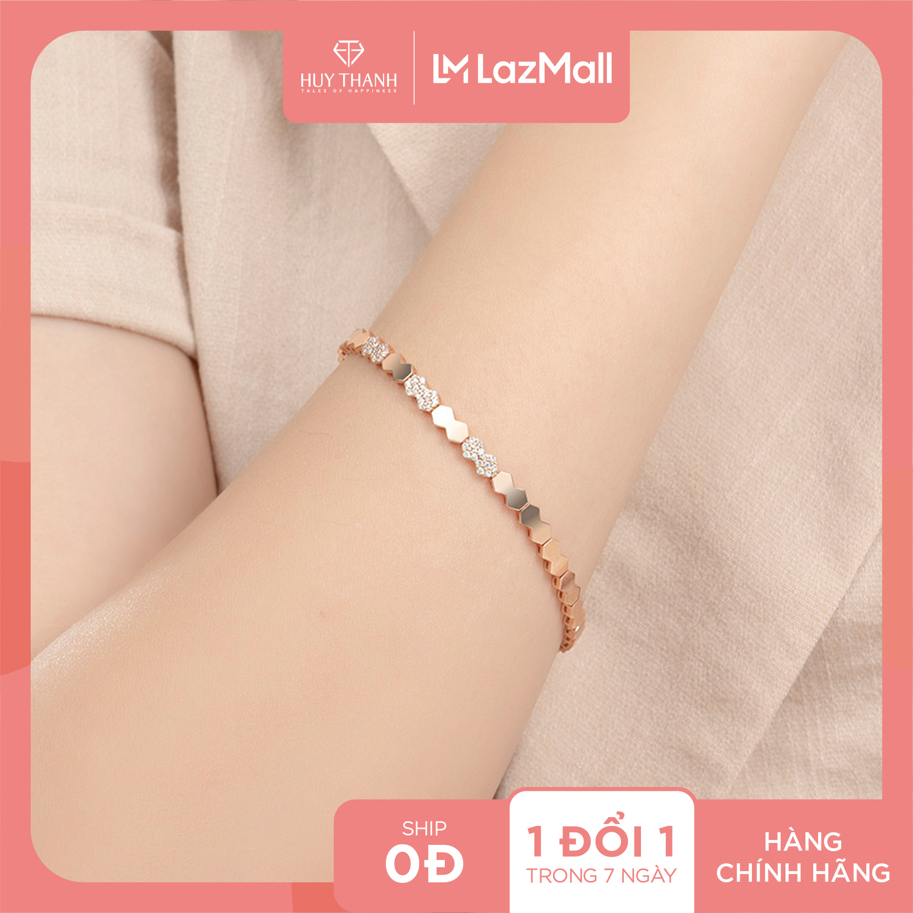 Lắc tay vàng 14k lcc102 huy thanh jewelry