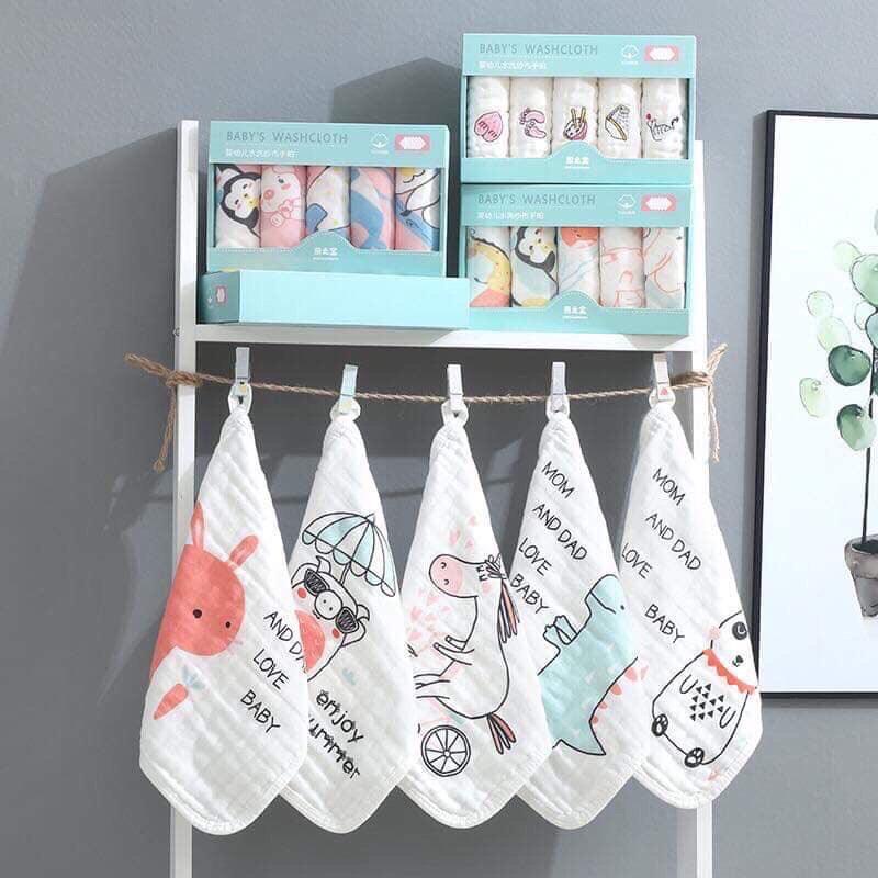 Khăn mặt xô 6 lớp cho bé. Túi 5 cái