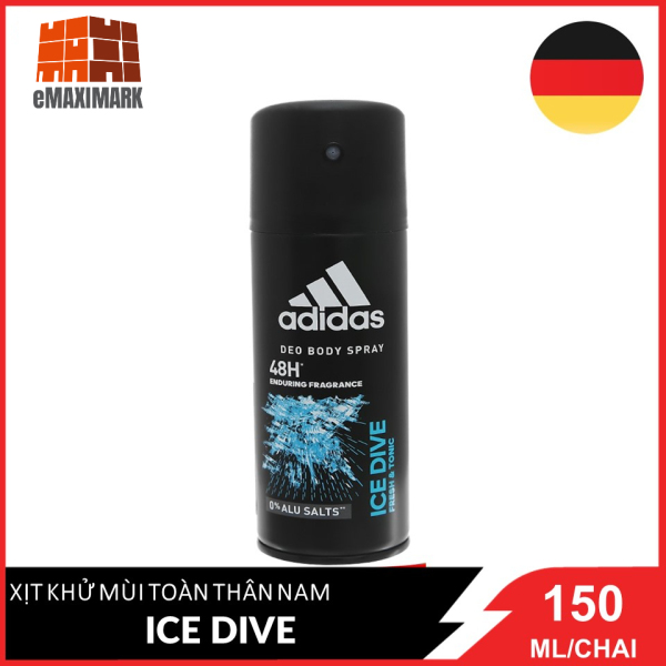 [HCM][Hàng nhập khẩu chính hãng] Xịt Khử Mùi Toàn Thân Nam Adidas Ngăn Mồ Hôi Ice Dive 150ml giá rẻ