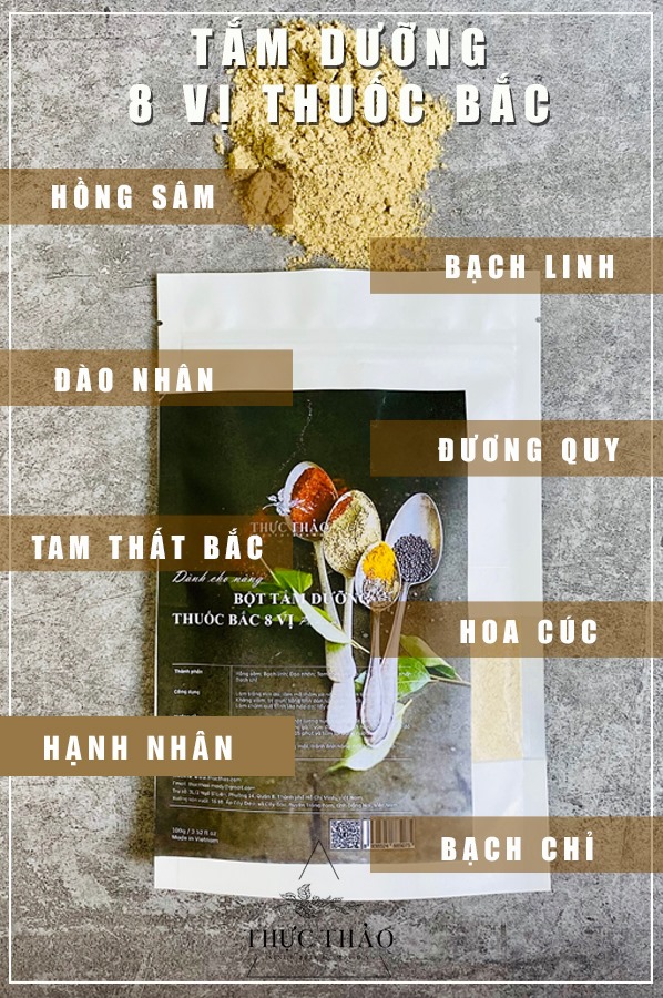 BỘT TẮM DƯỠNG 8 VỊ THUỐC BẮC