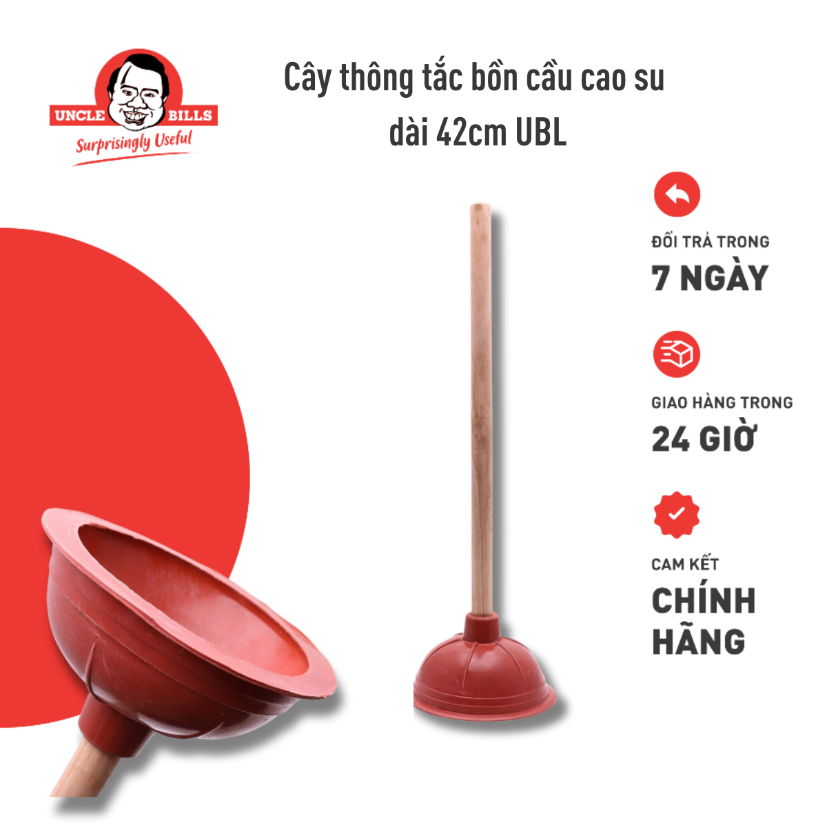 Cây thông bồn cầu cao su thông tắc bồn cầu bồn rửa chén bồn rửa tay cây thụt ống cống dài 42cm Uncle Bills HG0090