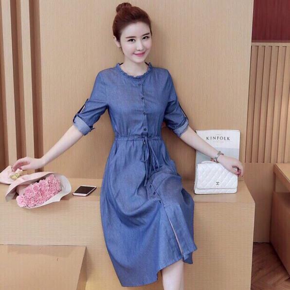 [HCM]ĐẦM JEAN XÒE CỔ BÈO TRÒN